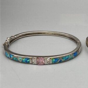 Sterling silver opal bangle vintage